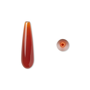 Bead, carnelian (dyed / heated), 22x6mm half-drilled teardrop, B grade, Mohs hardness 6-1/2 to 7. Sold per pkg of 2.