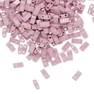 Bead, Miyuki, half TILA&reg;, glass, opaque ceylon rose, (HTL599), 5x2.3mm rectangle with (2) 0.8mm holes, fits up to 3mm beads. Sold per 10-gram pkg.