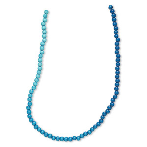 Bead, Taiwanese cheesewood (dyed / waxed), aqua ombre, 6mm round. Sold per pkg of (2) 15-1/2&quot; to 16&quot; strands.