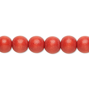 Bead, Taiwanese cheesewood (dyed / waxed), dark orange, 7-8mm round. Sold per pkg of (2) 15-1/2&quot; to 16&quot; strands.