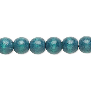 Bead, Taiwanese cheesewood (dyed / waxed), teal, 7-8mm round. Sold per pkg of (2) 15-1/2&quot; to 16&quot; strands.