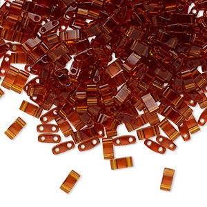 Bead, Miyuki, half TILA&reg;, glass, transparent dark amber, (HTL134), 5x2.3mm rectangle with (2) 0.8mm holes, fits up to 3mm beads. Sold per 10-gram pkg.