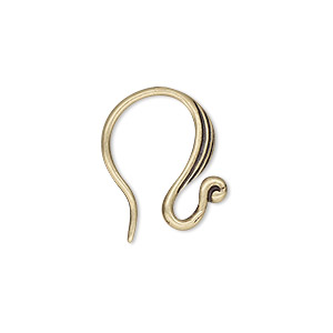 Ear wire, JBB Findings, antiqued brass, 18mm French hook, 16 gauge. Sold per pair.