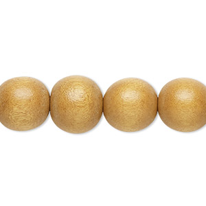 Bead, Taiwanese cheesewood (dyed / waxed), beige, 11-12mm round. Sold per pkg of (2) 15-1/2&quot; to 16&quot; strands.
