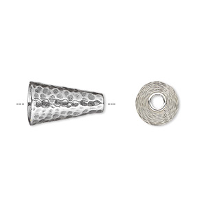 Cone, JBB Findings, antique silver-plated brass, 15.5x9mm hammered, fits 7.5mm bead. Sold individually.
