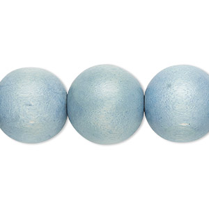 Bead, Taiwanese cheesewood (dyed / waxed), light blue, 15-16mm round. Sold per 15-1/2&quot; to 16&quot; strand.