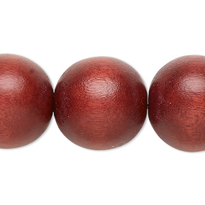 Bead, Taiwanese cheesewood (dyed / waxed), rust brown, 19-20mm round. Sold per 15-1/2&quot; to 16&quot; strand.