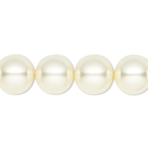 Bead, Celestial Crystal&reg;, crystal pearl, ivory, 12mm round. Sold per 15-1/2&quot; to 16&quot; strand, approximately 30 beads.