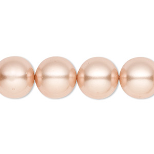 Bead, Celestial Crystal&reg;, crystal pearl, champagne, 12mm round. Sold per 15-1/2&quot; to 16&quot; strand, approximately 30 beads.