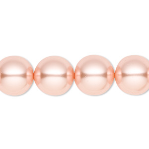 Bead, Celestial Crystal&reg;, crystal pearl, peach, 12mm round. Sold per 15-1/2&quot; to 16&quot; strand, approximately 30 beads.