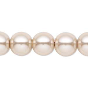Bead, Celestial Crystal&reg;, crystal pearl, beige, 12mm round. Sold per 15-1/2&quot; to 16&quot; strand, approximately 30 beads.
