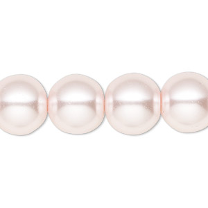 Bead, Celestial Crystal&reg;, crystal pearl, light pink, 14mm round. Sold per 15-1/2&quot; to 16&quot; strand, approximately 25 beads.