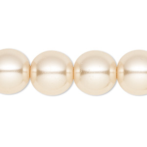 Bead, Celestial Crystal&reg;, crystal pearl, cream, 14mm round. Sold per 15-1/2&quot; to 16&quot; strand, approximately 25 beads.