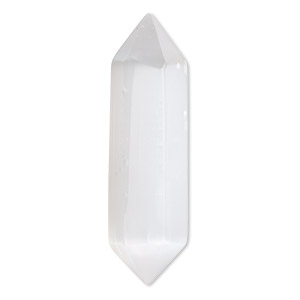 Component, selenite (waxed), 39x9mm-42x10mm hand-cut undrilled double terminated point, B grade, Mohs hardness 2 to 2-1/2. Sold individually.