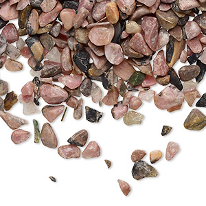 Inlay chip, rhodonite (natural), small undrilled chip, Mohs hardness 5-1/2 to 6-1/2. Sold per 2-ounce pkg, approximately 580-710 chips.