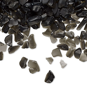 Inlay chip, black obsidian (natural), mini undrilled chip, Mohs hardness 5 to 5-1/2. Sold per 2-ounce pkg, approximately 1,900-2,400 chips.