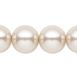 Bead, Celestial Crystal&reg;, crystal pearl, beige, 16mm round. Sold per 15-1/2&quot; to 16&quot; strand, approximately 25 beads.
