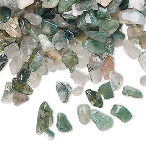 Undrilled Mini Chips Moss Agate Greens