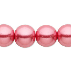Bead, Celestial Crystal&reg;, crystal pearl, bright pink, 14mm round. Sold per 15-1/2&quot; to 16&quot; strand, approximately 25 beads.
