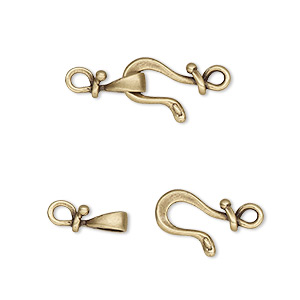 Clasp, JBB Findings, hook-and-eye, antiqued brass, 17x9mm. Sold individually.