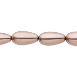 Bead, Celestial Crystal&reg;, crystal pearl, brown, 15x7mm-18x8mm teardrop. Sold per 15-1/2&quot; to 16&quot; strand, approximately 20 beads.