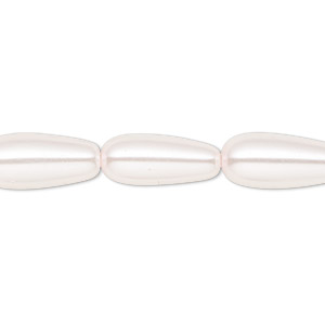 Bead, Celestial Crystal&reg;, crystal pearl, light pink, 15x7mm-18x8mm teardrop. Sold per 15-1/2&quot; to 16&quot; strand, approximately 20 beads.