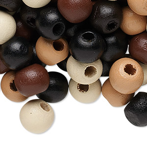 Bead mix, painted Korean boxwood, mixed colors, 9-10mm irregular round. Sold per 1/4 pound pkg, approximately 370 beads.