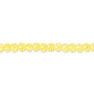 Bead, Celestial Crystal&reg;, frosted light yellow, 4x3mm faceted rondelle. Sold per 15-1/2&quot; to 16&quot; strand, approximately 120 beads.