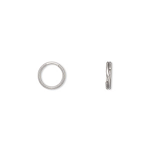 Split ring, stainless steel, 8mm round. Sold per pkg of 50.
