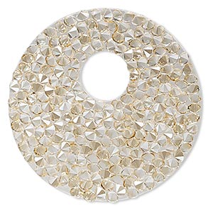 Iron-on transfer, Crystal Passions&reg; hotfix crystal rocks, crystal golden shadow, 40mm round go-go (72020). Sold individually.