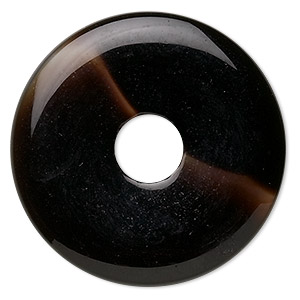 Focal, black onyx (dyed), 40mm round donut, B grade, Mohs hardness 6-1/2 to 7. Sold individually.