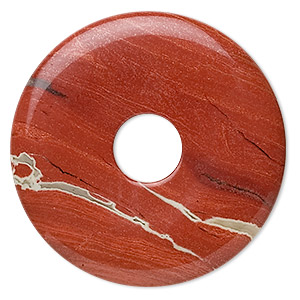 Focal, red jasper (natural), 40mm round donut, B grade, Mohs hardness 6-1/2 to 7. Sold individually.
