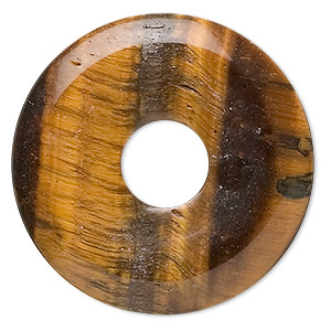 Focal, tigereye (natural), 30mm round donut, B grade, Mohs hardness 7. Sold individually.