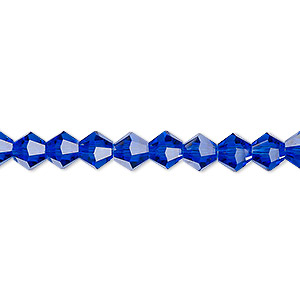 Bead, Celestial Crystal&reg;, translucent cobalt, 6mm faceted bicone. Sold per 15-1/2&quot; to 16&quot; strand, approximately 65 beads.