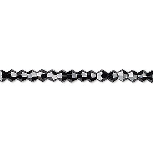 Bead, Celestial Crystal&reg;, opaque black, 4mm faceted bicone. Sold per 15-1/2&quot; to 16&quot; strand, approximately 100 beads.