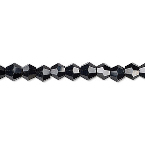 Bead, Celestial Crystal&reg;, opaque black, 6mm faceted bicone. Sold per 15-1/2&quot; to 16&quot; strand, approximately 65 beads.