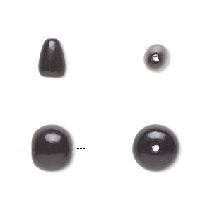 Bead, horn (dyed), black, 9mm T-drilled round and 9x7mm cone. Sold per 2-piece set.