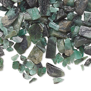 Inlay chip, emerald (oiled), small undrilled chip, Mohs hardness 7-1/2 to 8. Sold per 1-ounce pkg, approximately 170-190 chips.