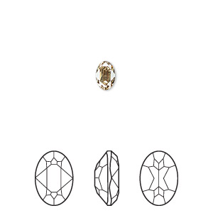 Embellishment, Crystal Passions&reg; rhinestone, crystal golden shadow, foil back, 6x4mm faceted oval fancy stone (4120). Sold per pkg of 4.