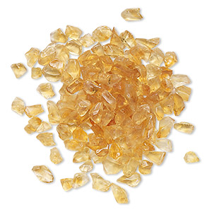 Inlay chip, citrine (heated), small undrilled chip, Mohs hardness 7. Sold per 10-gram pkg, approximately 100-130 chips.