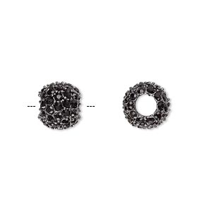 Bead, Beadelle&reg; Galaxy Collection, crystal and gunmetal-plated &quot;pewter&quot; (zinc-based alloy), black, 10x9mm rondelle with 4.5mm hole. Sold individually.