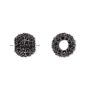 Bead, Beadelle&reg; Galaxy Collection, crystal and gunmetal-plated &quot;pewter&quot; (zinc-based alloy), black, 12x10mm rondelle with 5mm hole. Sold individually.