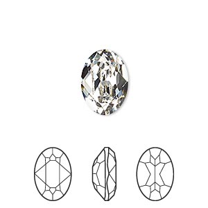 Embellishment, Crystal Passions&reg;, crystal clear, foil back, 14x10mm faceted oval fancy stone (4120). Sold individually.