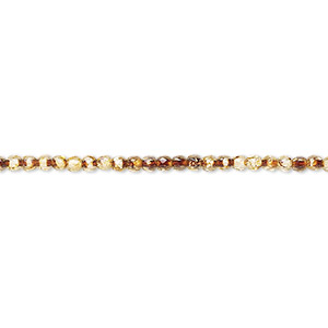 Bead, Czech fire-polished glass, translucent golden tortoise, 2mm faceted round. Sold per 8-inch strand, approximately 95-100 beads.