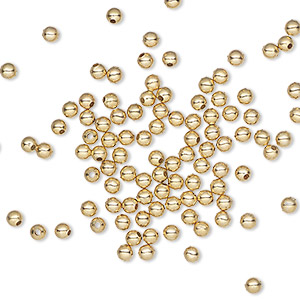 Bead, gold-finished steel, 2.5mm round. Sold per pkg of 100.
