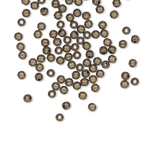 Bead, antique brass-plated steel, 2.5mm round. Sold per pkg of 500.