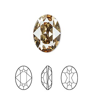 Embellishment, Crystal Passions&reg;, crystal golden shadow, foil back, 18x13mm faceted oval fancy stone (4120). Sold individually.