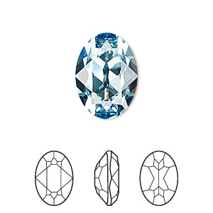 Embellishment, Crystal Passions&reg;, aquamarine, foil back, 18x13mm faceted oval fancy stone (4120). Sold individually.
