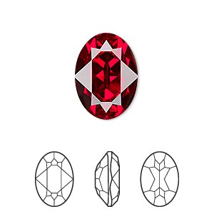 Embellishment, Crystal Passions&reg;, Siam, foil back, 18x13mm faceted oval fancy stone (4120). Sold individually.