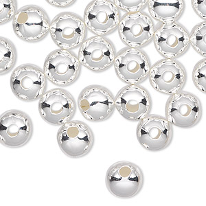 Bead, silver-plated steel, 8mm round. Sold per pkg of 500. - Fire ...